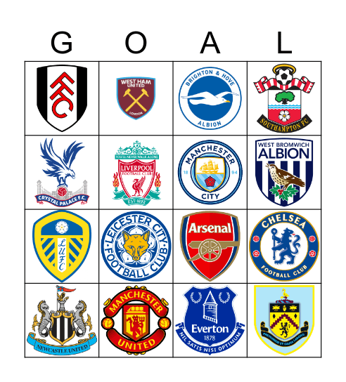 Premier League Bingo Card