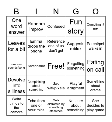 Call Bingo Card
