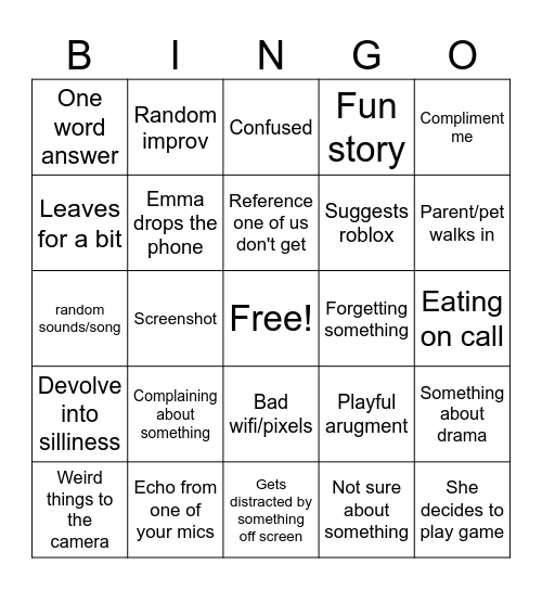 Call Bingo Card