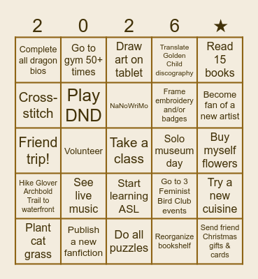 Resolution Bingo Card