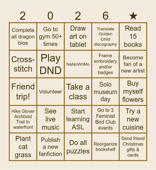 Resolution Bingo Card