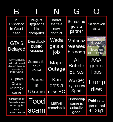 Bingo 2026 Bingo Card