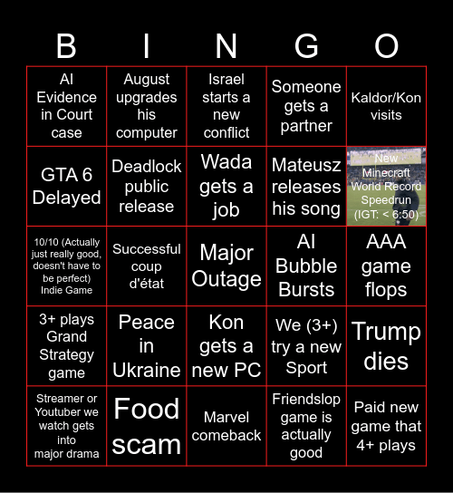 Bingo 2026 Bingo Card