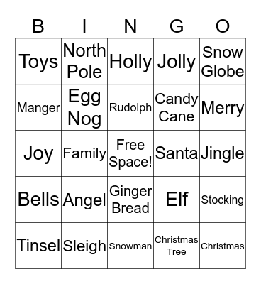 Christmas Time Bingo Card