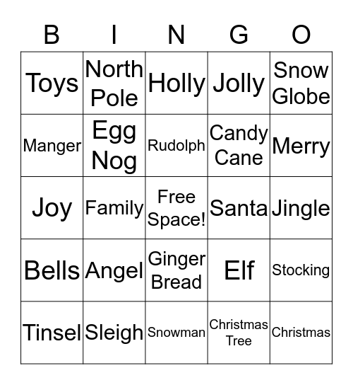 Christmas Time Bingo Card