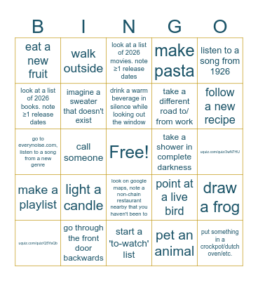 january quest bingo Card