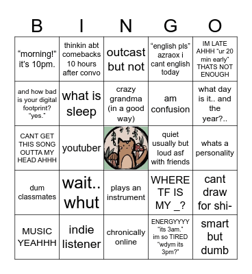 confused child bingo Card