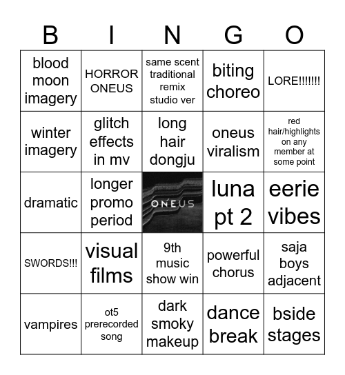 ONEUS  原  BINGO Card