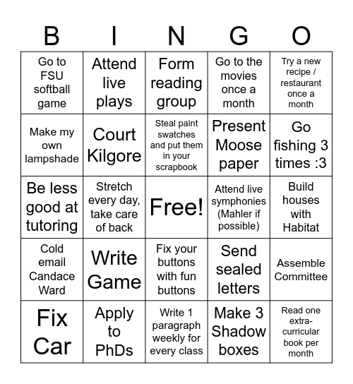 Cici 2026 Bingo Card