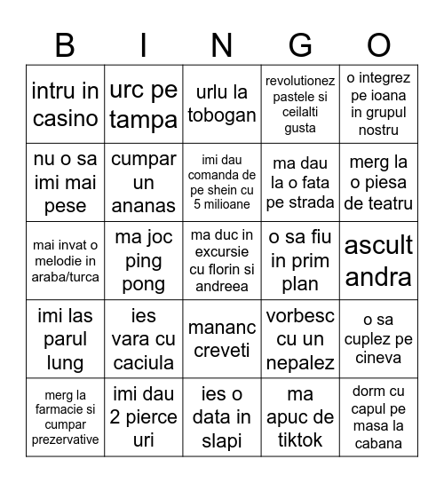lista lui robert 2 Bingo Card