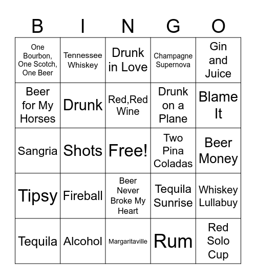 Wine and Cheese BINGO Card