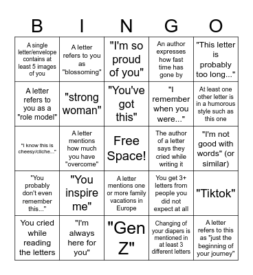 Dayton's Retreat Bingo Card