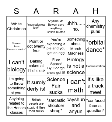 Bowen Bingo! Bingo Card