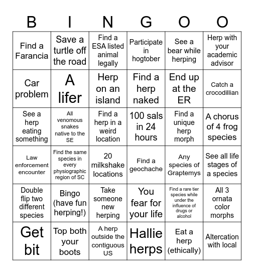 2026 herp bingo Card