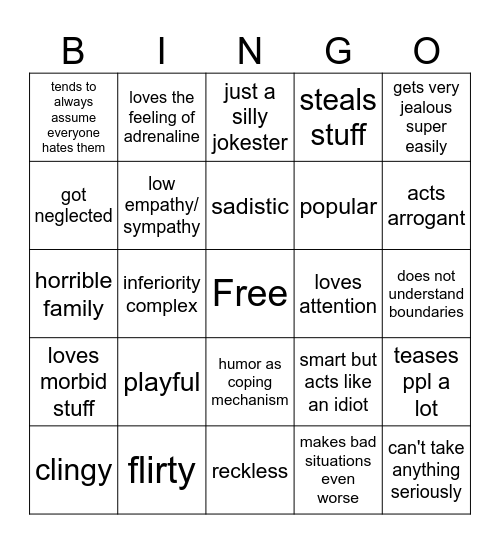 Ren Kurosawa kinnie bingo Card