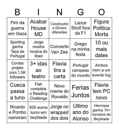 Flah e Henry 2026 Bingo Card