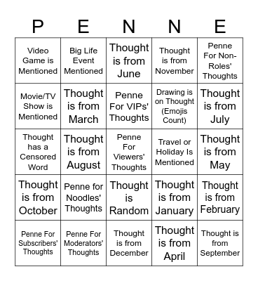 Penne For Your Bingo Card