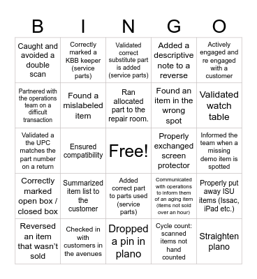 Mark the things you've done to ensure inventory accuracy Bingo Card