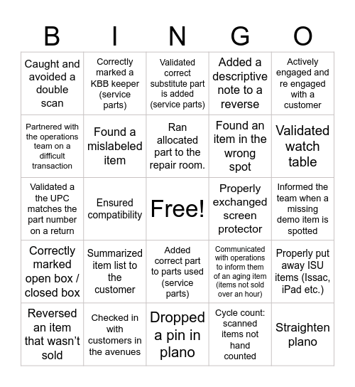 Mark the things you've done to ensure inventory accuracy Bingo Card