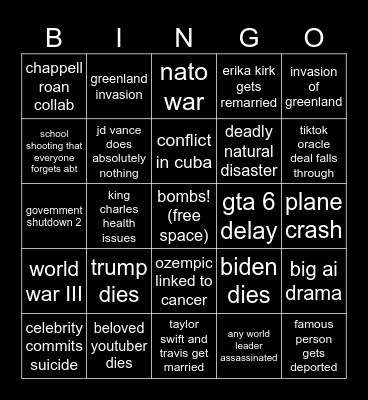 2026 Bingo Card