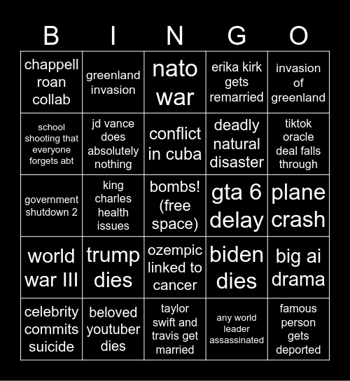 2026 Bingo Card