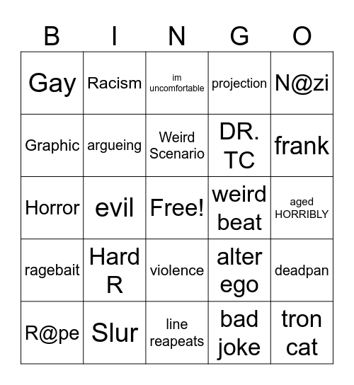 Old TTC Album Bingo Card
