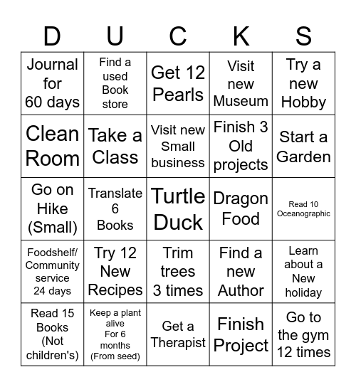 Pato Tortuga Bingo Card