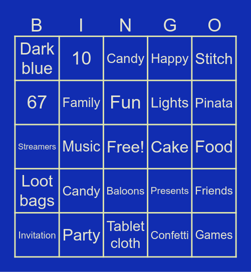 SIMMI'S BDAY PARTY Bingo Card
