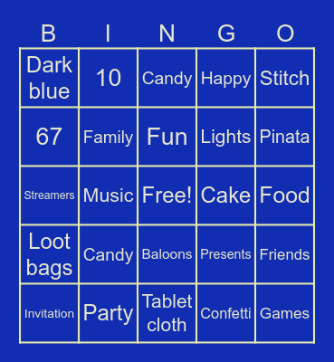 SIMMI'S BDAY PARTY Bingo Card