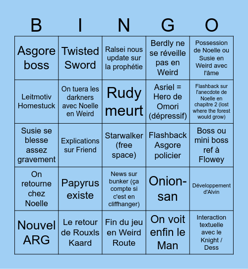 Deltarune 2026 Bingo Card