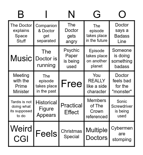 Doctor Who (Tennant Run) Bingo Card
