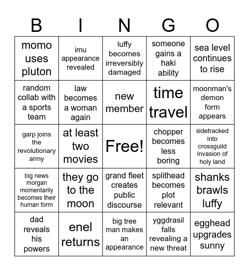 Jim's OP 2026 Predicitons Bingo Card