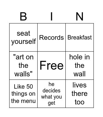 joe kitchen nightmares bingo Card