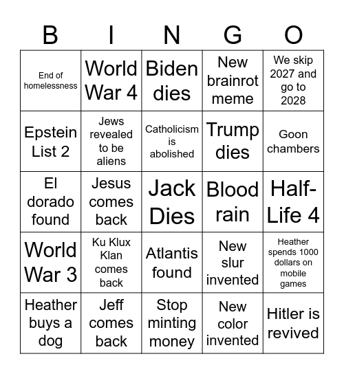 2026 Bingo Card