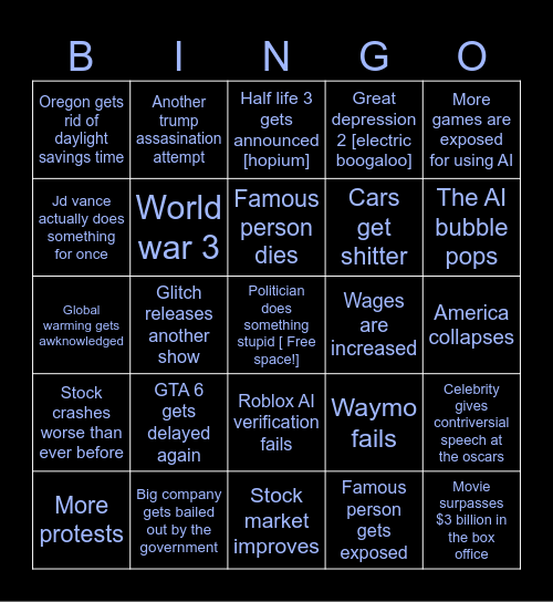 2026 Bingo card Bingo Card