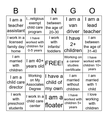 Interpersonal Bingo Card