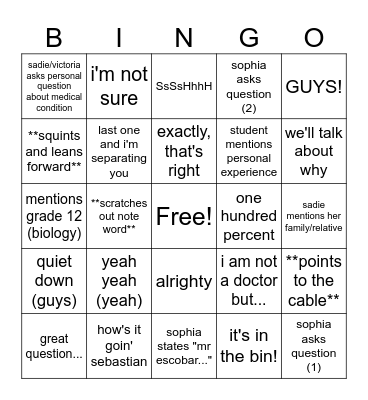 bio '25/26 iconic statements Bingo Card