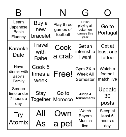 Blublublub Bingo Card
