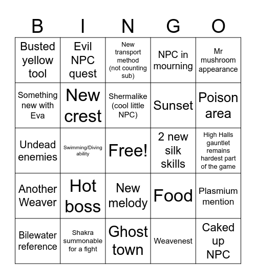 Sea of Sorrow Bingo Card