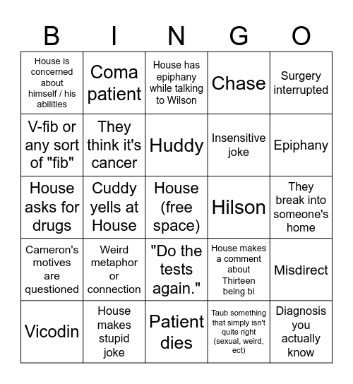 House MD Bingo Card
