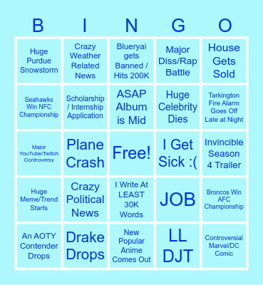 January Bingo Card