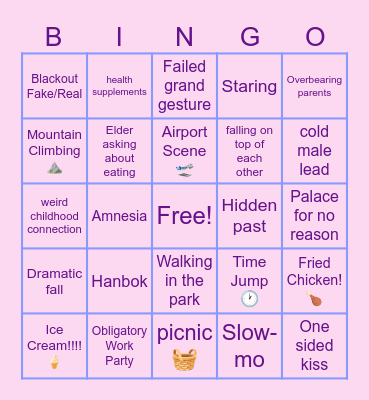 K-Drama Bingo Card