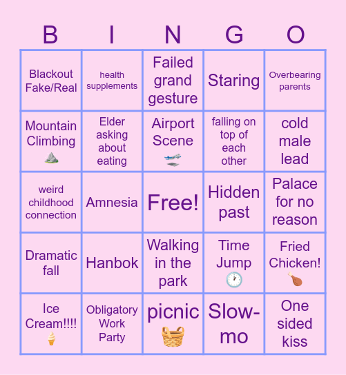 K-Drama Bingo Card