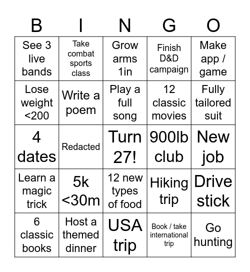 2026 Bingo Card