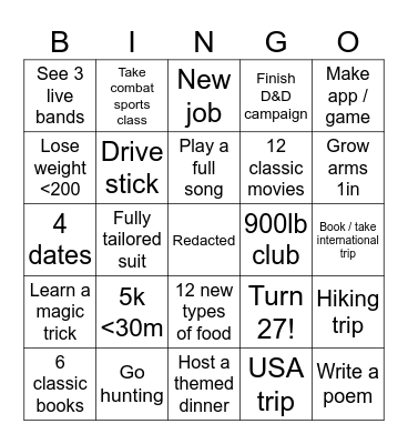 2026 Bingo Card