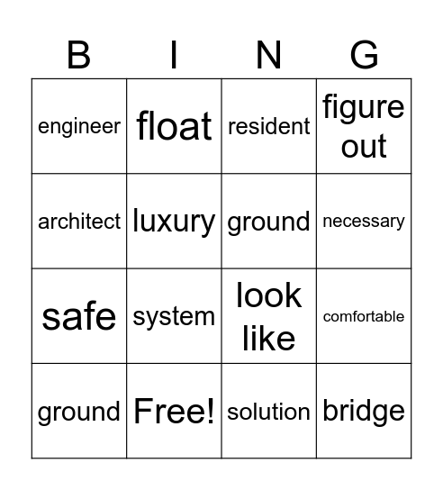 AVTC4 - LESSON 3 - UNIT 6 Bingo Card