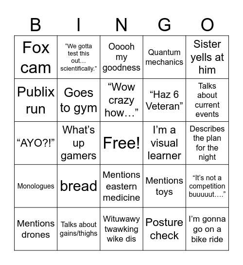 Conbron Bingo Card