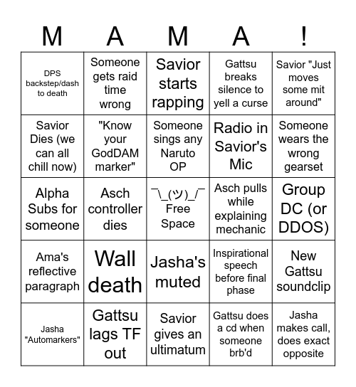 Solace 7.4 Bingo Card