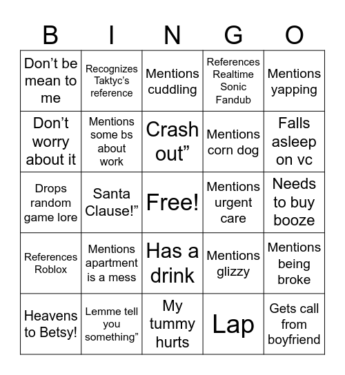 Fozzie Bingo Card