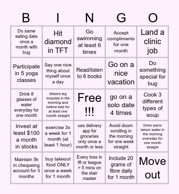 Kat's 2026 Goals Bingo Card